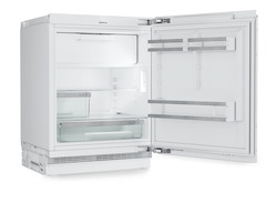 Produkt-Bild, Perspektive: schräg offen leer, Dekorfähiger Unterbaukühlschrank