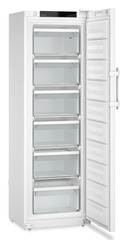 Product image, Perspective: oblique open empty, Laboratory freezer with static cooling, Casing colour: white, Door colour: white