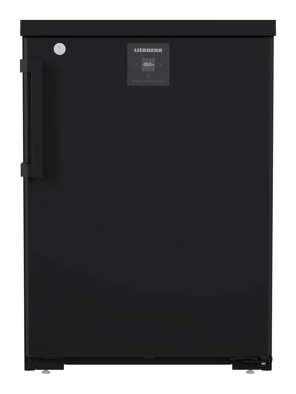 Produkt-Bild, Perspektive: gerade geschlossen, Unterbaufähiges Gefriergerät mit statischer Kühlung, Gehäusefarbe: Schwarz, Türfarbe: Schwarz