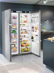 Product image, Perspective: milieu, Side-by-Side combination, Casing colour: silver, Door colour: stainless steel