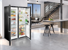 Product image, Perspective: milieu, Side-by-Side combination, Casing colour: BlackSteel, Door colour: BlackSteel