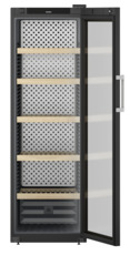 Product image, Perspective: straight open empty, Wine storage cabinet, Casing colour: black, Door colour: black