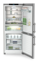 Product image, Perspective: straight open decorated, Fridge-freezer with BioFresh and NoFrost, Casing colour: silver, Door colour: stainless steel