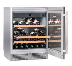 Produkt-Bild, Perspektive: Sonderform, Unterbaubarer Weinklimaschrank, Gehäusefarbe: Silver, Türfarbe: Silver