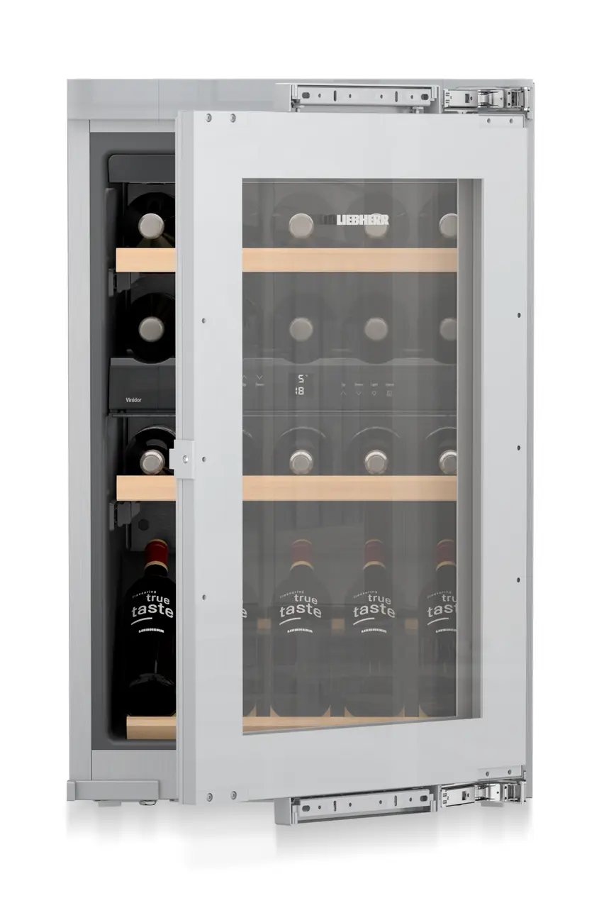 Product image, Perspective: special form, Built-in multi-temperature wine cabinet, Casing colour: silver, Door colour: silver