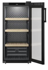 Product image, Perspective: straight open empty, Wine storage cabinet, Casing colour: black, Door colour: black