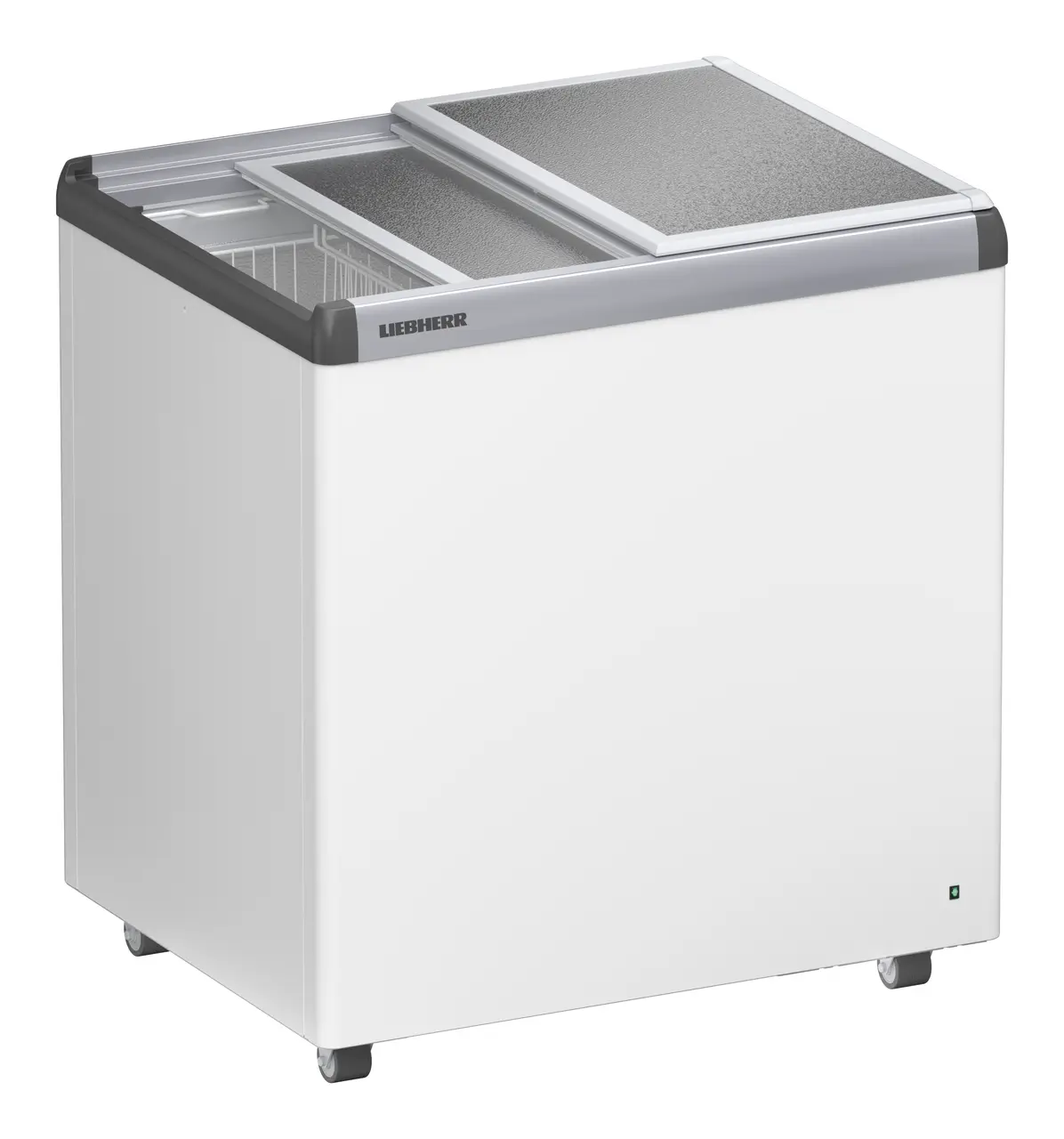 Product image, Perspective: oblique half-open empty, Ice-cream chest freezer, Casing colour: white