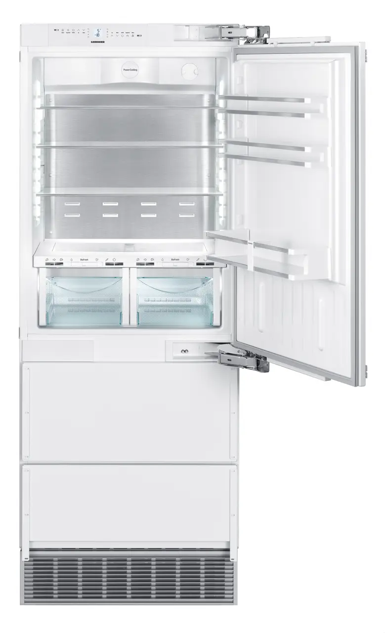 Product image, Perspective: straight open empty, Combined refrigerator-freezer with BioFresh and NoFrost for integrated use