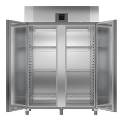 Product image, Perspective: straight open empty, Forced-air refrigerator GN 2/1, Casing colour: stainless steel look