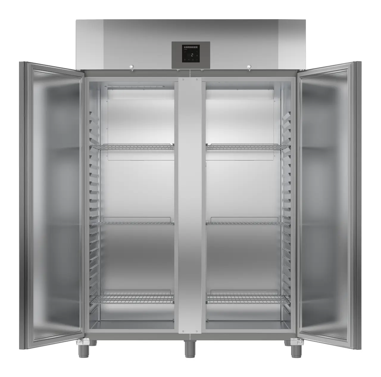 Product image, Perspective: straight open empty, Forced-air refrigerator GN 2/1, Casing colour: stainless steel look
