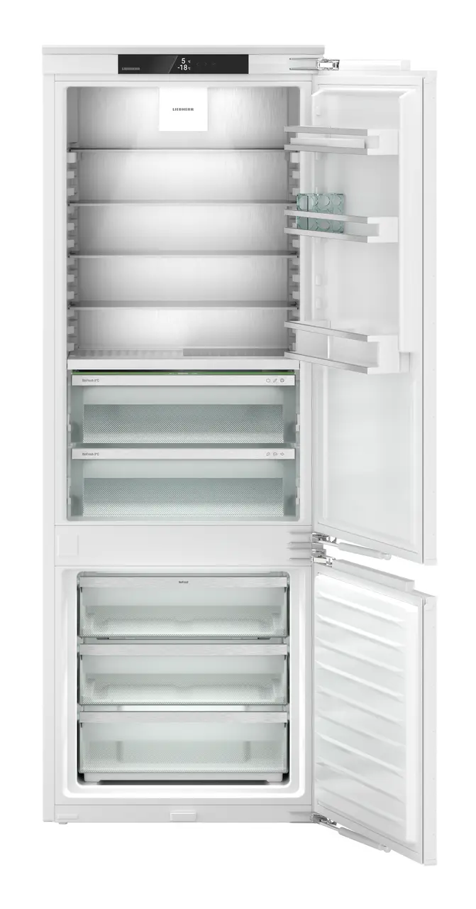 Produkt-Bild, Perspektive: gerade offen leer, Integrierbare Kühl-Gefrierkombination mit BioFresh und NoFrost