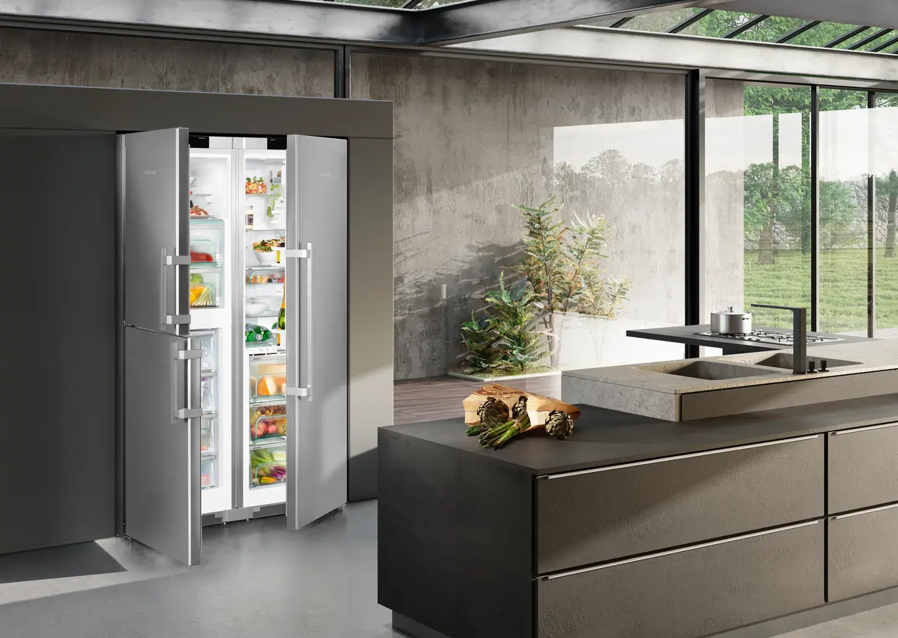 Product image, Perspective: milieu, Side-by-Side combination, Casing colour: stainless steel, Door colour: stainless steel