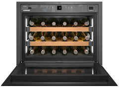 Product image, Perspective: straight open decorated, Built-in wine storage cabinet, Casing colour: white, Door colour: black