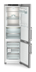 Product image, Perspective: straight open empty, Fridge-freezer with BioFresh and NoFrost, Casing colour: silver, Door colour: stainless steel