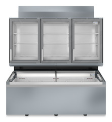 Produkt-Bild, Perspektive: gerade geschlossen leer, Supermarkt-Freezer-Top, Gehäusefarbe: Grau