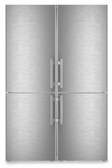 Product image, Perspective: straight closed, Side-by-Side combination, Casing colour: silver, Door colour: stainless steel