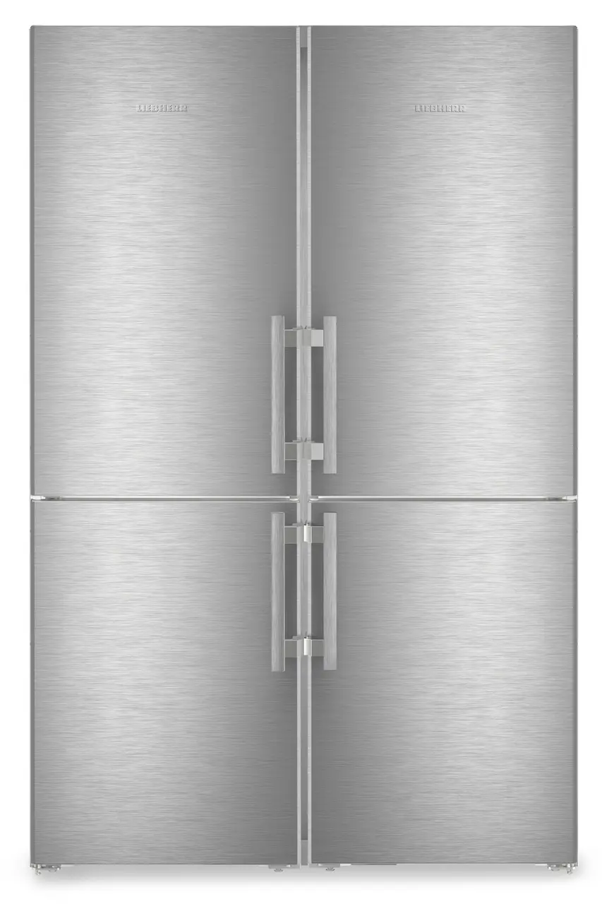 Product image, Perspective: straight closed, Side-by-Side combination, Casing colour: silver, Door colour: stainless steel