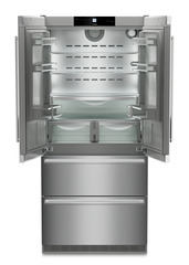 Product image, Perspective: straight open empty, Fridge-freezer with NoFrost, Casing colour: stainless steel, Door colour: stainless steel