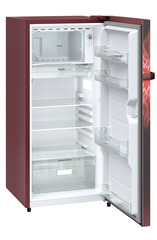 Product image, Perspective: oblique open empty, Single-door fridge 191 l in 1 star with inverter compressor, Casing colour: red, Door colour: Red Mystiq