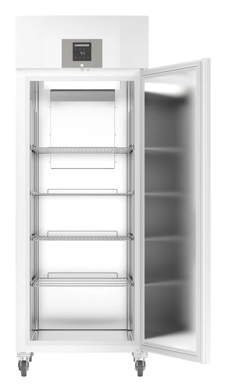 Product image, Perspective: straight open empty, Lab refrigerator with Comfort electronic controller, Casing colour: white