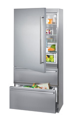 Product image, Perspective: special form, Fridge-freezer with NoFrost, Casing colour: stainless steel, Door colour: stainless steel