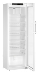 Product image, Perspective: oblique open empty, Laboratory refrigerator with convection cooling, Casing colour: white, Door colour: white