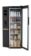 Produkt-Bild, Perspektive: Sonderform, Kühlgerät mit Umluftkühlung, Gehäusefarbe: Schwarz, Türfarbe: Schwarz