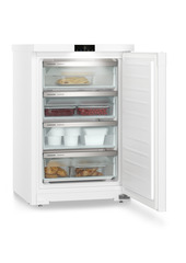 Product image, Perspective: oblique open decorated, Table top freezer with SmartFrost, Casing colour: white, Door colour: white