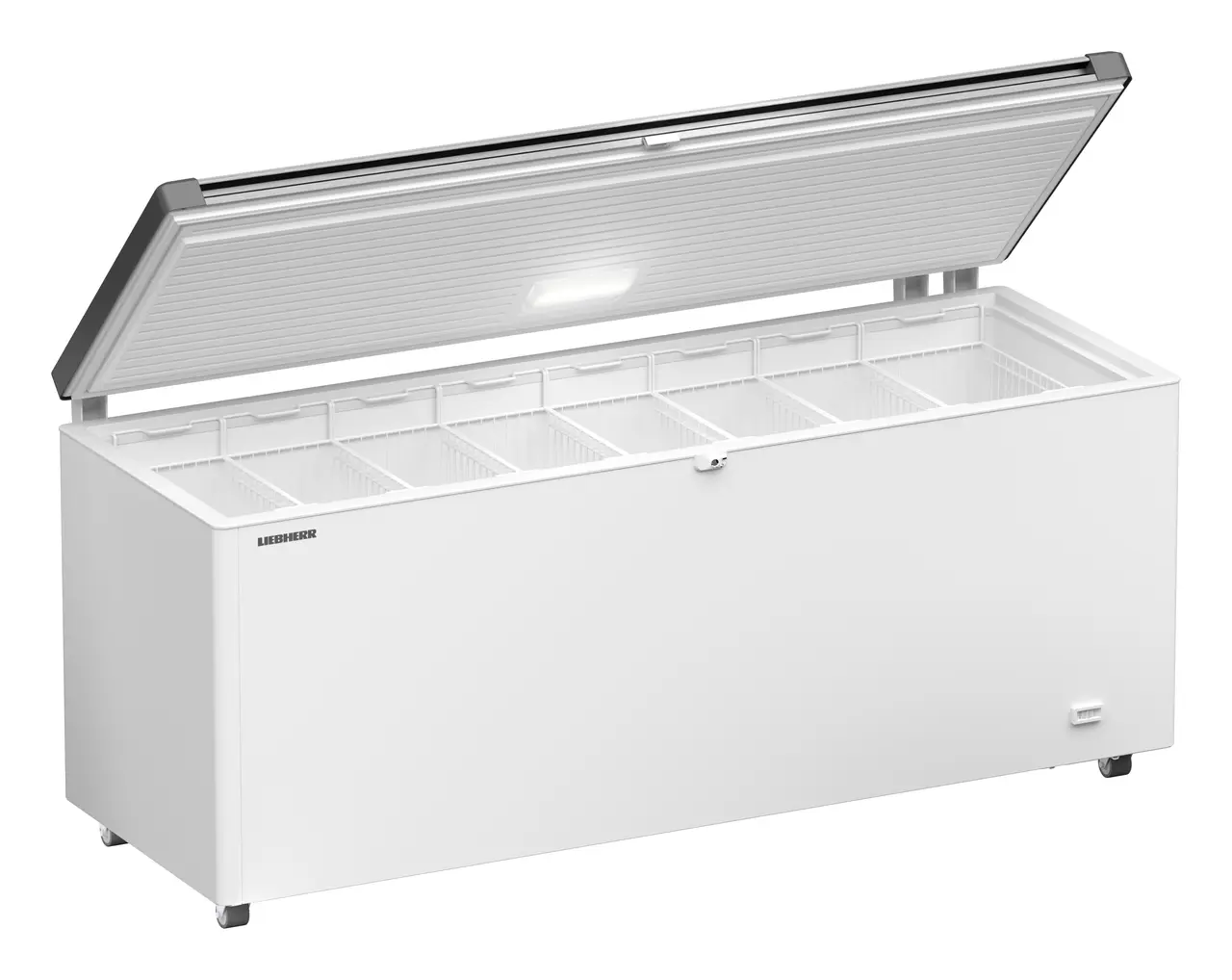 Product image, Perspective: oblique open empty, Chest freezers, Casing colour: white