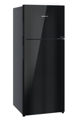Product image, Perspective: oblique closed, Fridge-freezer with NoFrost, Casing colour: grey, Door colour: Black Gloss