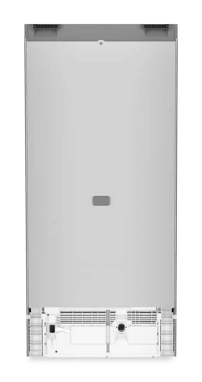 Product image, Perspective: back side, Combined fridge-freezers with EasyFresh and NoFrost, Casing colour: silver, Door colour: stainless steel