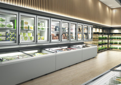 Produkt-Bild, Perspektive: Milieu, Supermarkt-Freezer-Top, Gehäusefarbe: Grau