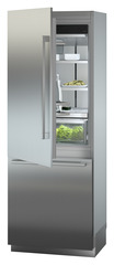 Product image, Perspective: oblique half-open decorated, Combined refrigerator-freezer with BioFresh and NoFrost for integrated use