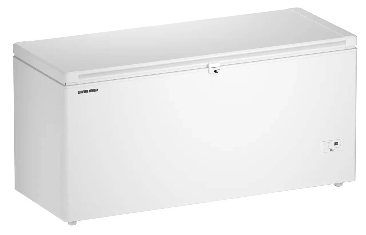 Produkt-Bild, Perspektive: schräg geschlossen leer, Gefriertruhe, Gehäusefarbe: Weiß, Türfarbe: Weiß