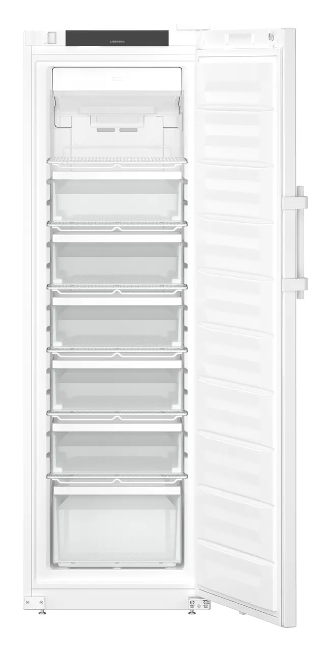 Produkt-Bild, Perspektive: gerade offen leer, Laborgefriergerät mit Umluftkühlung, Gehäusefarbe: Weiß, Türfarbe: Weiß