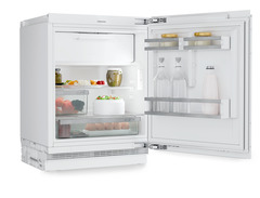 Produkt-Bild, Perspektive: schräg offen dekoriert, Dekorfähiger Unterbaukühlschrank