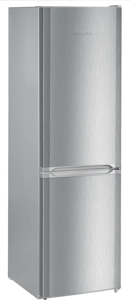 Product image, Perspective: oblique closed, Automatic refrigerator-freezer with SmartFrost, Casing colour: silver, Door colour: stainless steel look