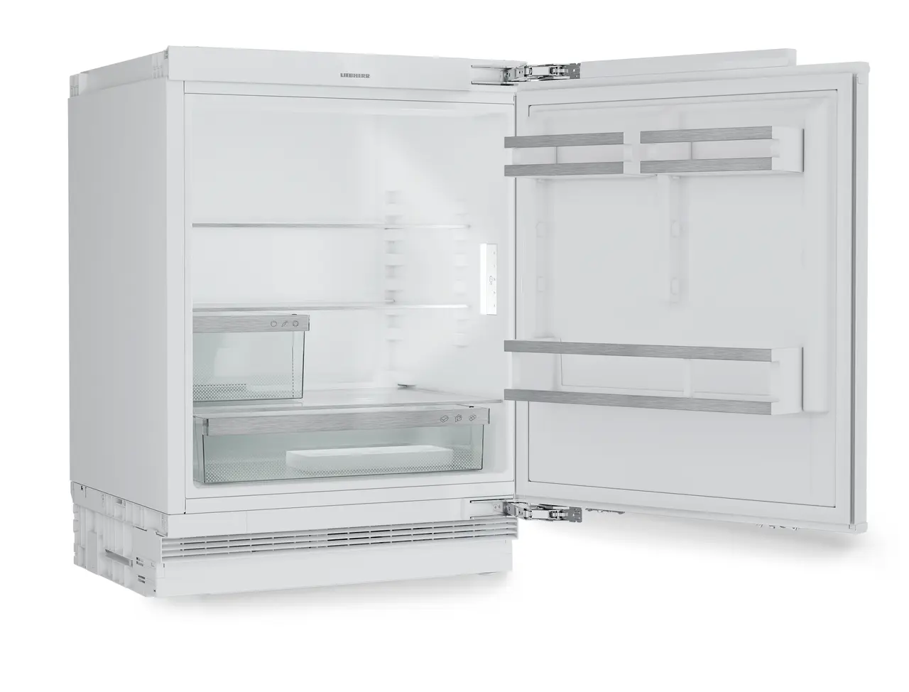Product image, Perspective: oblique open empty, Refrigerator suitable for undercounter installation