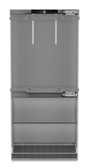 Product image, Perspective: straight closed, Combined refrigerator-freezer with NoFrost for integrated use, Casing colour: Anthracite