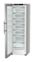 Produktbild, Perspektiv: Vinklad, öppen, tom, Fristående frysskåp med NoFrost