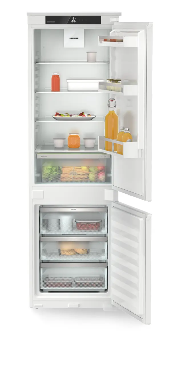 Produkt-Bild, Perspektive: gerade offen dekoriert, Integrierbare Kühl-Gefrierkombination mit EasyFresh und NoFrost
