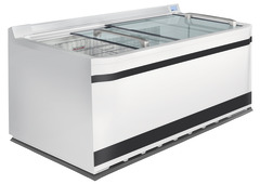 Image de produit, Perspective: Forme spéciale, Réfrigérateur-coffre et congélateur-coffre de supermarché, Couleur de l’habillage: gris