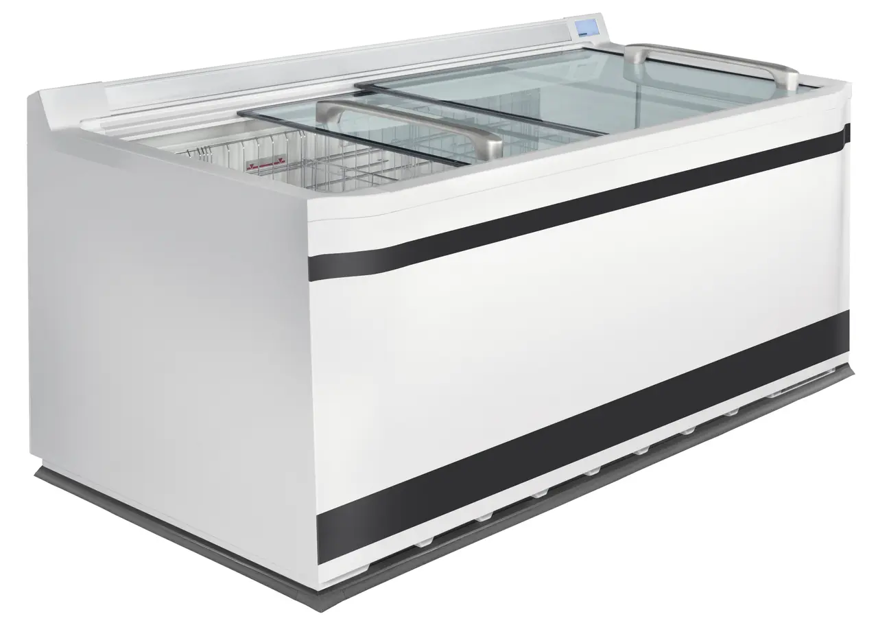 Image de produit, Perspective: Forme spéciale, Réfrigérateur-coffre et congélateur-coffre de supermarché, Couleur de l’habillage: gris