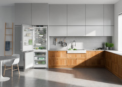 Product image, Perspective: milieu, Combined fridge-freezers with EasyFresh and NoFrost, Casing colour: silver, Door colour: stainless steel