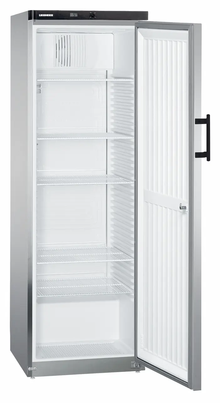 Product image, Perspective: oblique open empty, Forced-air refrigerator, Casing colour: silver