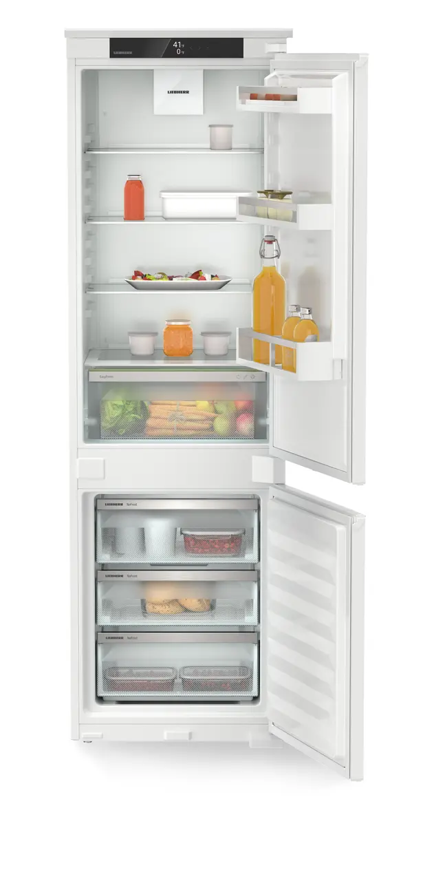 Product image, Perspective: straight open decorated, Integrable fridge-freezer with EasyFresh and NoFrost