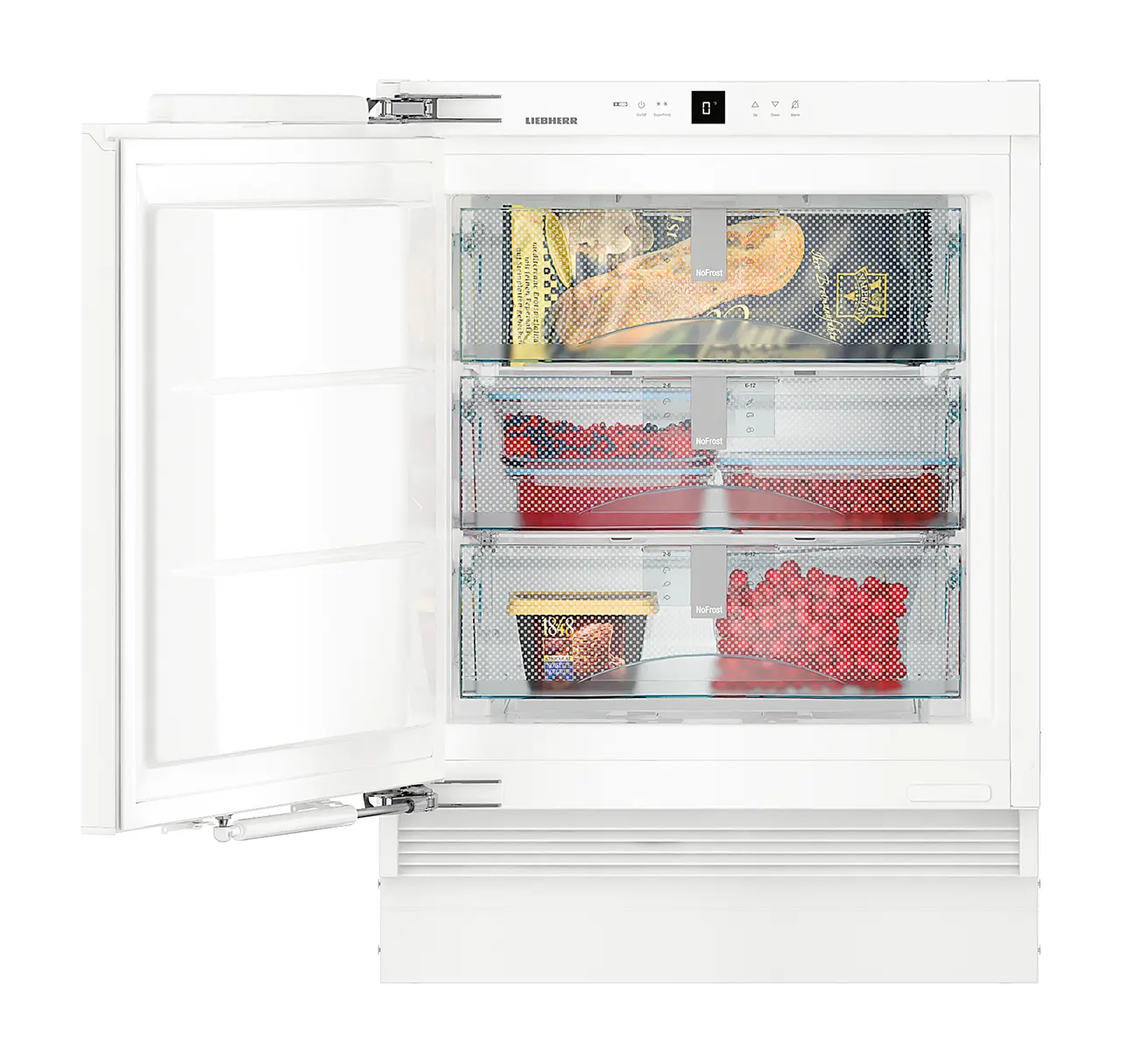 Product image, Perspective: straight open decorated, Integrable under-worktop freezer with NoFrost