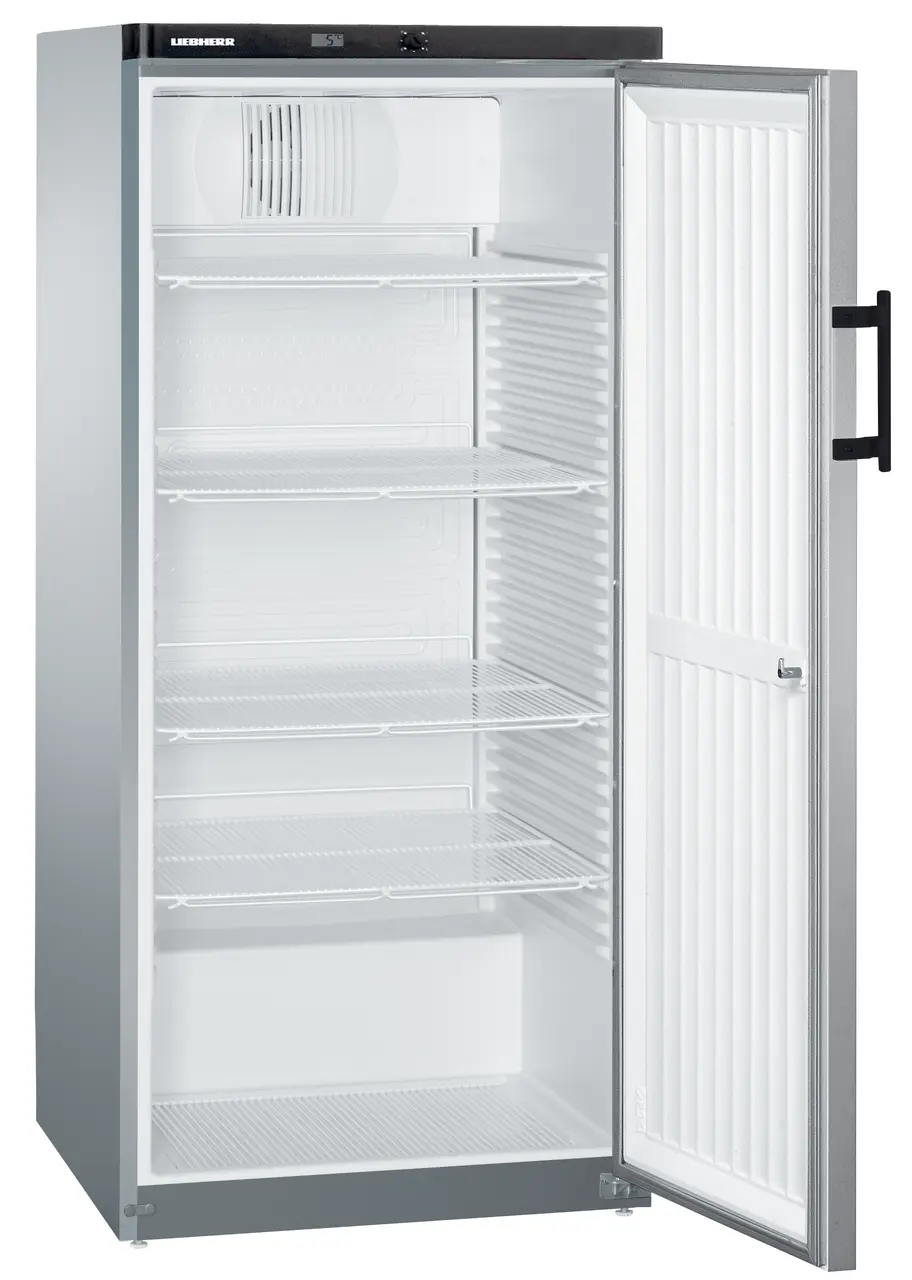 Product image, Perspective: oblique open empty, Forced-air refrigerator, Casing colour: silver