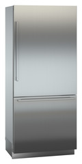 Product image, Perspective: oblique closed, Combined refrigerator-freezer with BioFresh and NoFrost for integrated use, Casing colour: grey