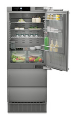 Product image, Perspective: straight open decorated, Combined refrigerator-freezer with NoFrost for integrated use, Casing colour: Anthracite